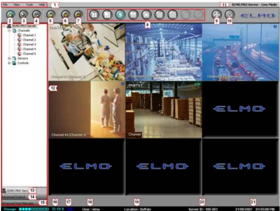 Elmo EDR-10PV - ELMO-PRO Main Screen Features - 1