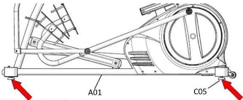 BodyCraft SCT400g - ADJUSTING THE ADJUSTABLE FOOT PADS - 1