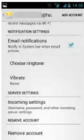 GSmart Rio R1 - To delete an e-mail account - 2