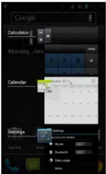 GSmart Rio R1 - Recent apps list - 1