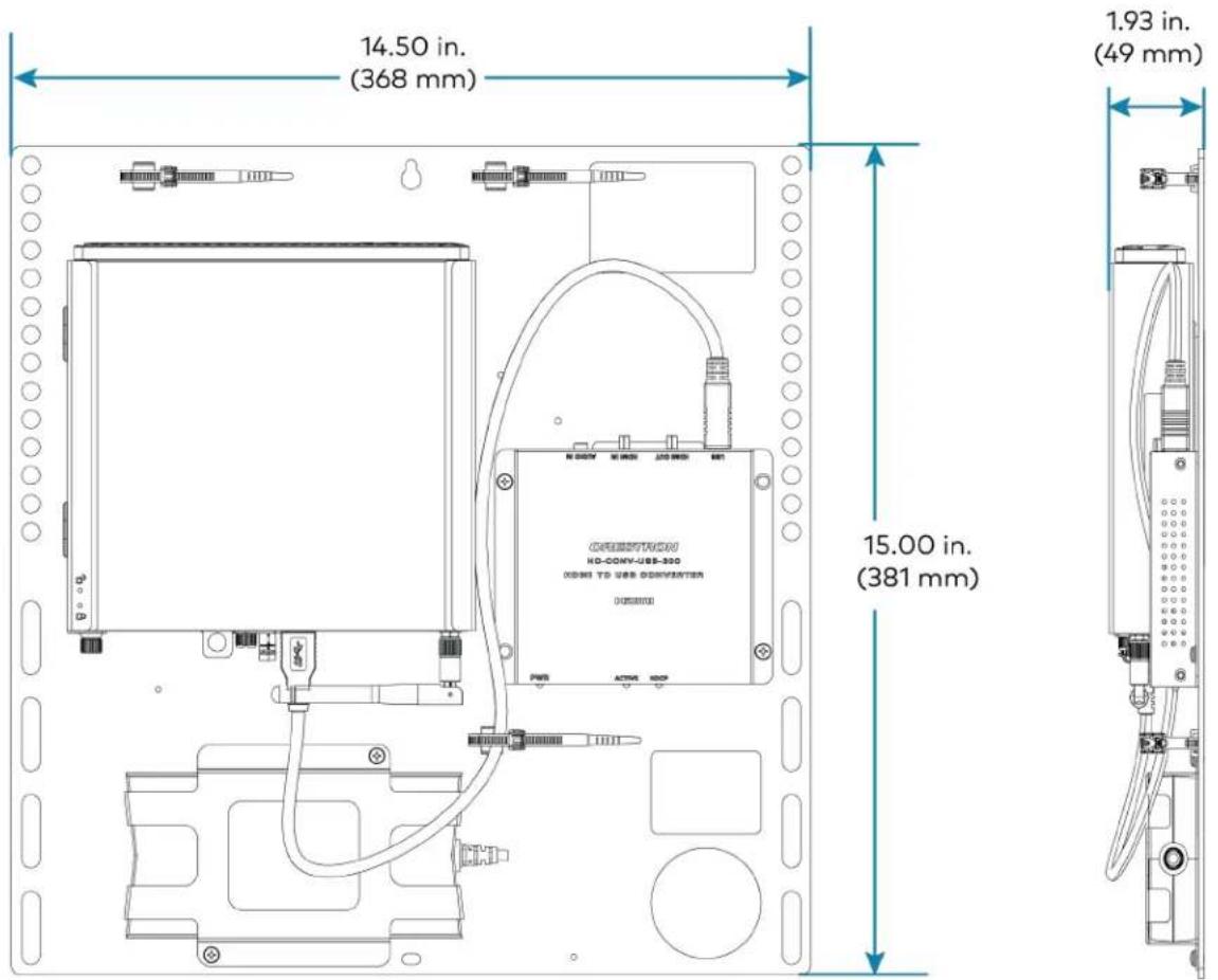 Crestron UC-MM30-Z - UC Engine Bracket Assembly Dimension Drawing - 1