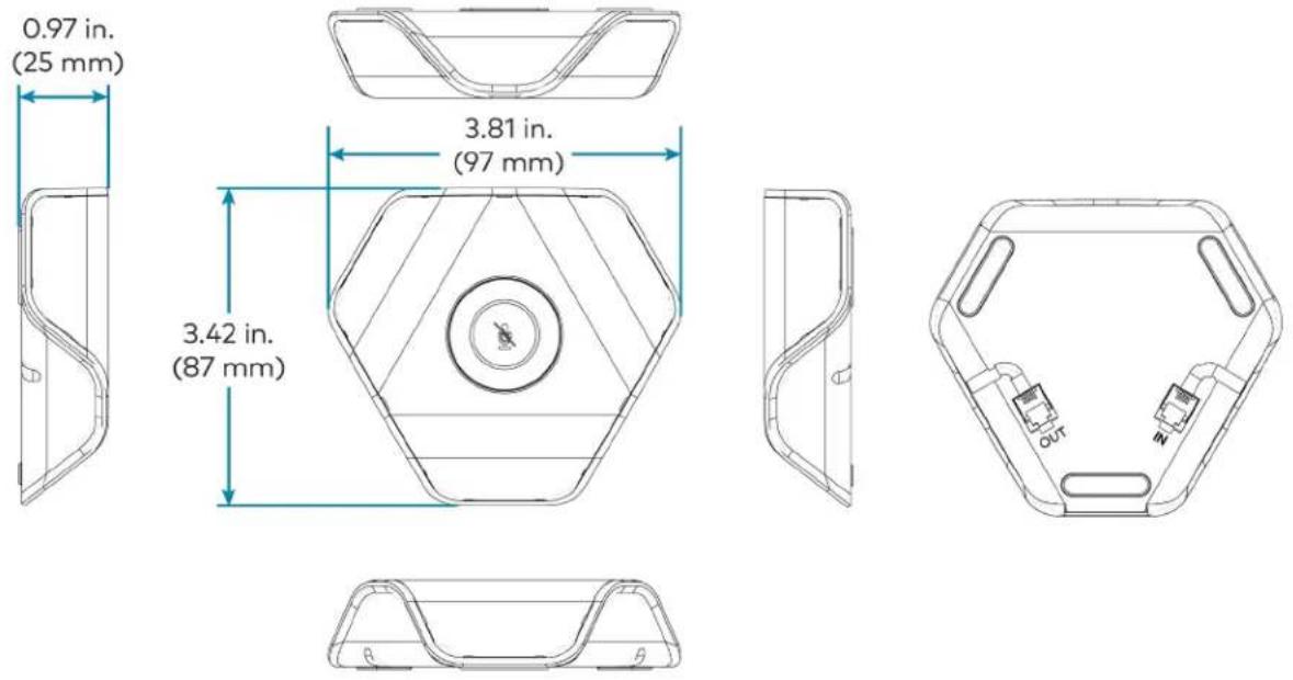 Crestron UC-MM30-Z - Microphone Pod Dimension Drawing - 1