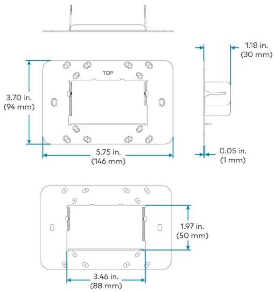 Crestron UC-MM30-Z - Wall Mount Touch Screen Bracket Dimension Drawing - 1