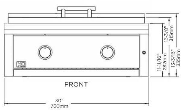 XO XOGRIDDLE30L - PRODUCT DIMENSIONS - 1