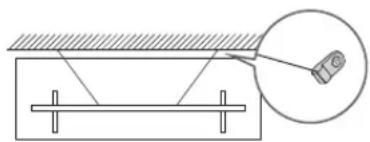 Pure mechanical diagram showing a lever and pivot with a magnified inset of a component (no text or symbols)