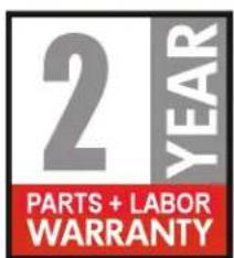 2 YEAR PARTS + LABOR WARRANTY