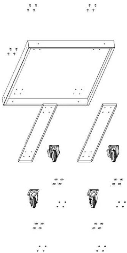XO XOPIZZACART1 - ATTACH THE FOUR (4) CASTERS TO THE BASE. - 1
