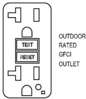 TEST RESET OUTDOOR RATED GFCI OUTLET