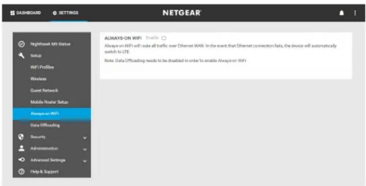NETGEAR MR5200A - To set up Always-on WiFi: - 1