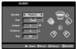 AUDIO Speaker: From L Size: Small Volume: 0 mm Distance: 0 km Text: OK