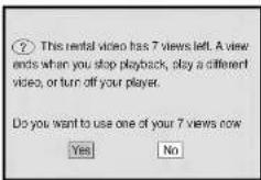 This rental video has 7 views left. A view ends when you stop playback, play a different video, or turn off your player. Do you want to use one of your 7 views now Yes No