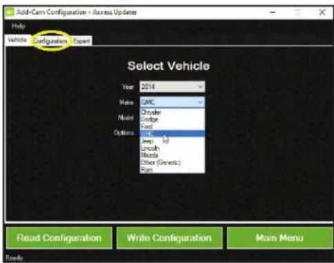 AXESS AXAC-GM2 - ADD-CAM CONFIGURATION FROM THE AXXESS UPDATER - 3