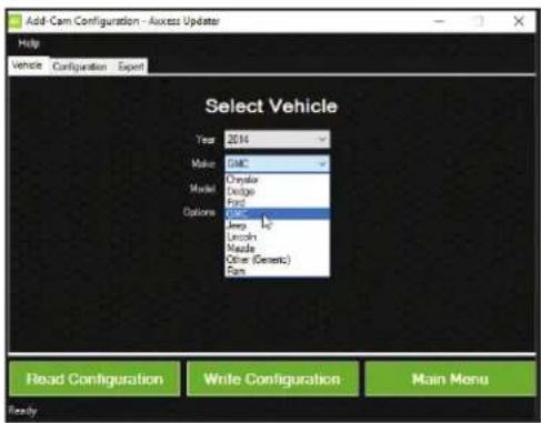 AXESS AXAC-GM2 - ADD-CAM CONFIGURATION FROM THE AXXESS UPDATER - 2