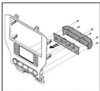 Technical diagram of a vehicle front panel with Chinese annotations indicating component placement and assembly.