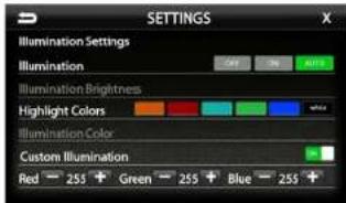 PAC SR-TUN14H - Settings > Illumination - 2