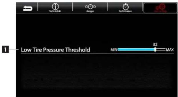 1 Low Tire Pressure Threshold MIN 32 MAX