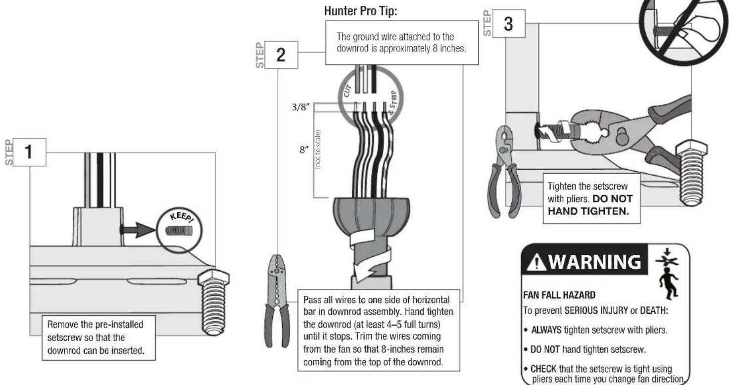 HUNTER Charlotte 50402 - Installing the Downrod - 1