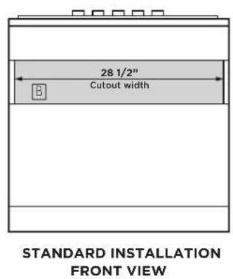 28 1/2" Cutout width STANDARD INSTALLATION FRONT VIEW