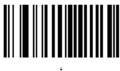 Barcode image with black and white vertical bars, no visible text or symbols beyond the pattern