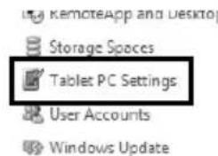 RemoteApp and Desktop Storage Spaces Tablet PC Settings User Accounts Windows Update