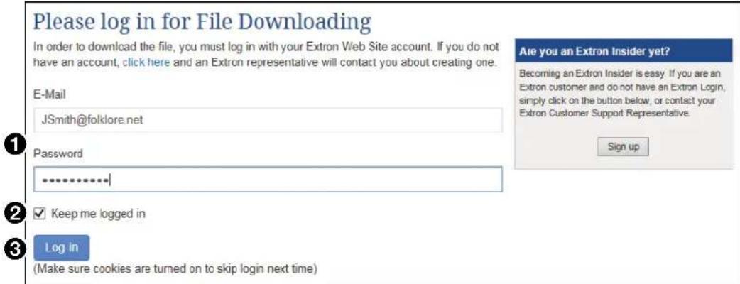 Please log in for File Downloading In order to download the file, you must log in with your Extron Web Site account. If you do not have an account, click here and an Extron representative will contact you about creating one. E-Mail JSmith@folklore.net Password ************ Log in (Make sure cookies are turned on to skip login next time) Are you an Extron Insider yet? Becoming an Extron Insider is easy. If you are an Extron customer and do not have an Extron Login, simply click on the button below, or contact your Extron Customer Support Representative. Sign up