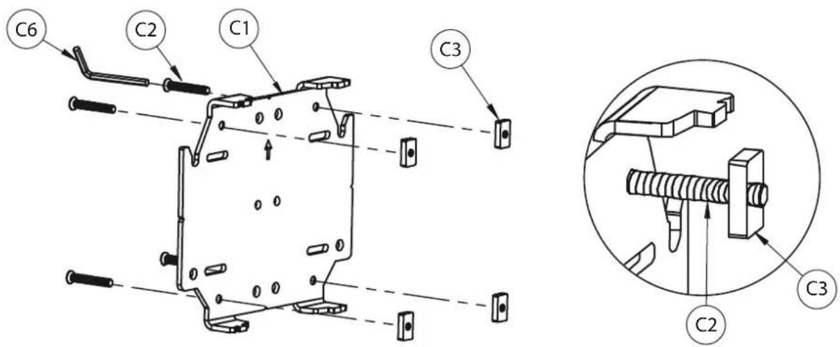 B-Tech BT8712 - ATTACH MOUNTING BRACKETS TO COLUMNS i. Insert 4 x item C2 into item C1 and attach item C3. - 2