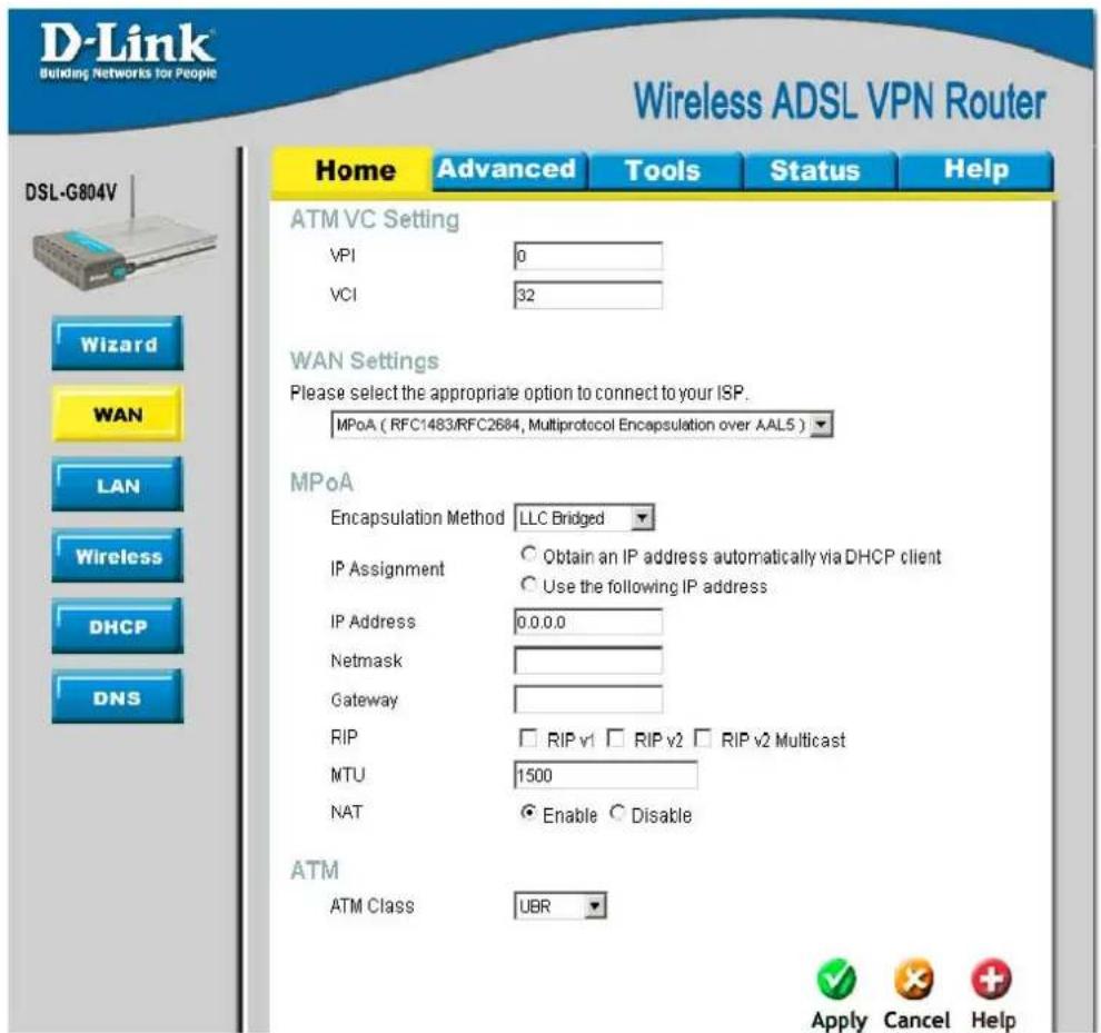 D-LINK DSL-G804V - PPPoA (RFC2864, PPP over AAL5) - 2