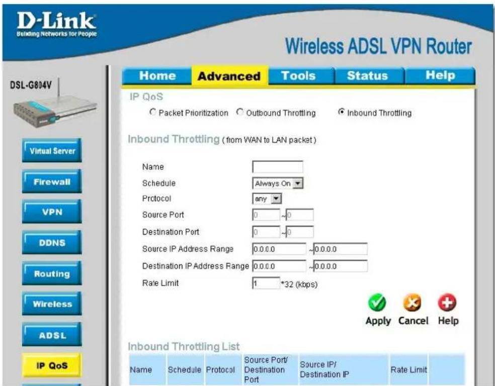 D-LINK DSL-G804V - Inbound Throttling (Packet from WAN to LAN) - 1