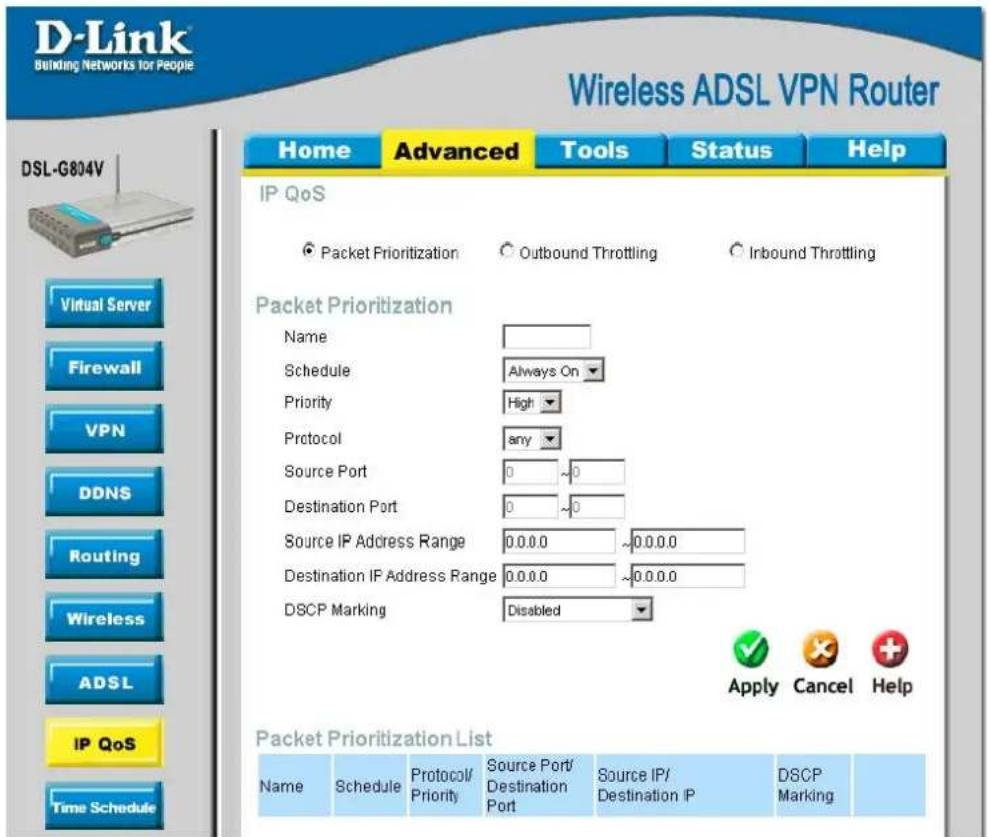 D-LINK DSL-G804V - Packet Prioritization - 1