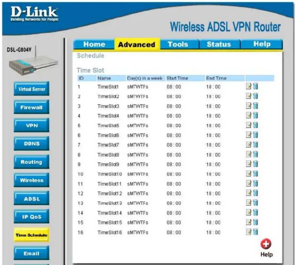 D-LINK DSL-G804V - Time Schedule - 1
