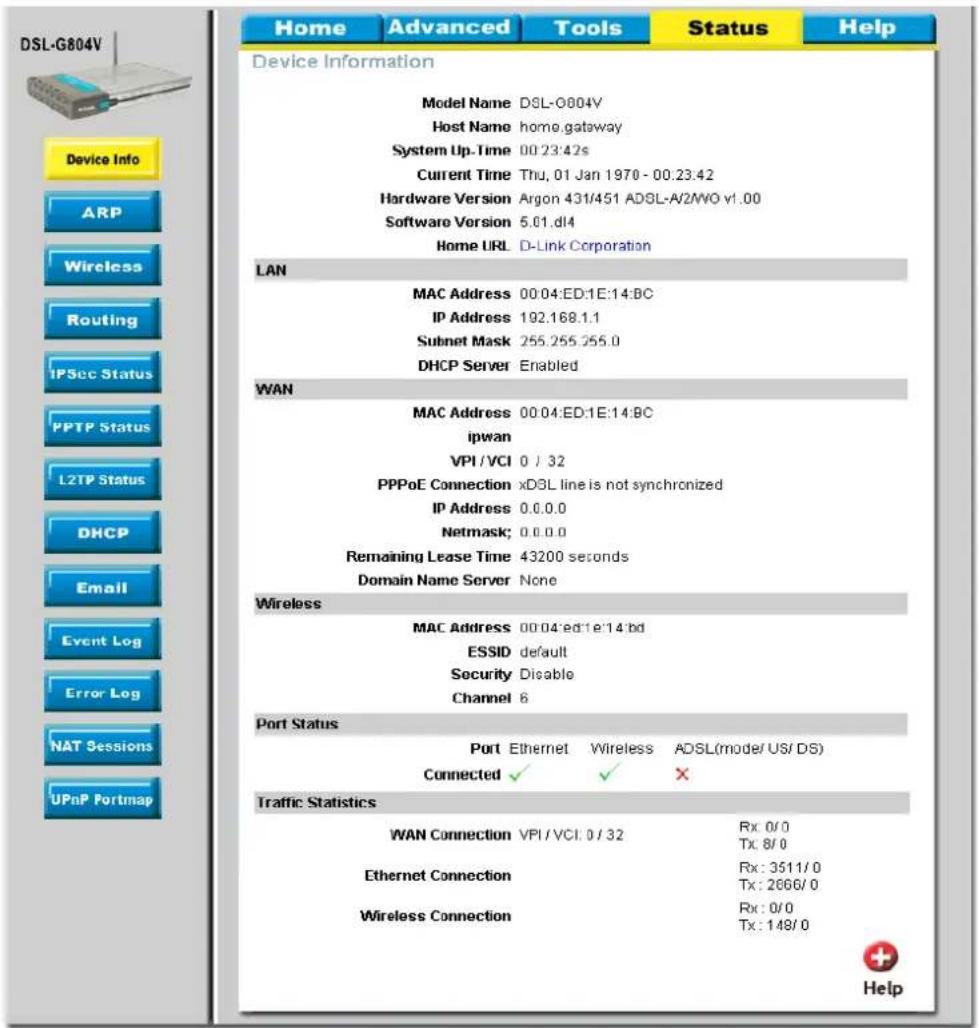 D-LINK DSL-G804V - Device Information - 1