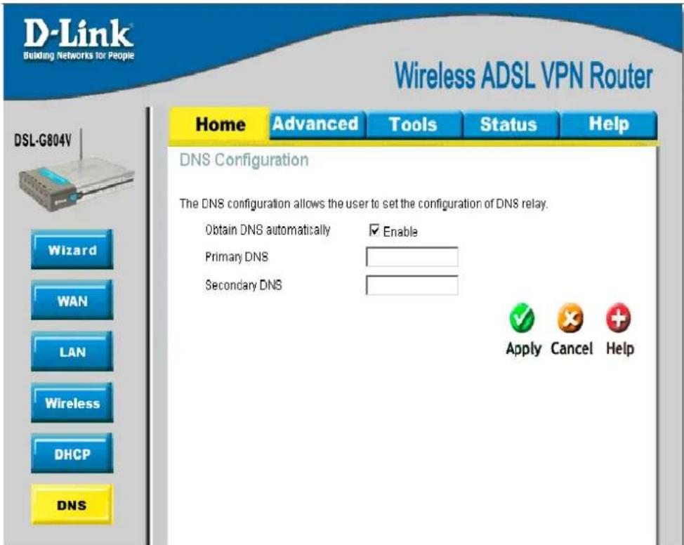 D-LINK DSL-G804V - DNS Configuration - 1