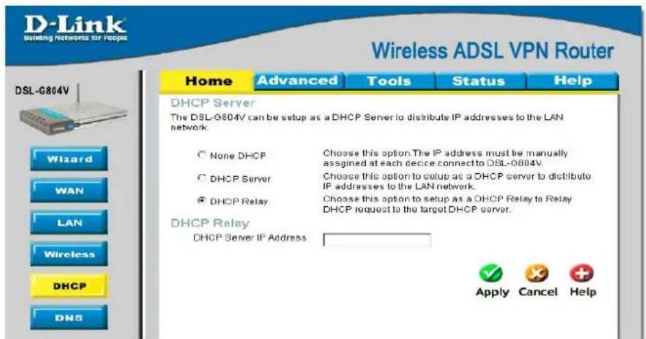 D-LINK DSL-G804V - DHCP Relay - 1