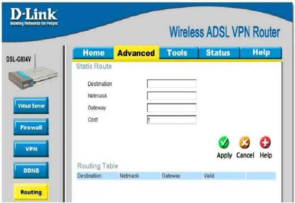 D-LINK DSL-G804V - Routing (Static Route) - 1