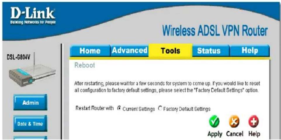 D-LINK DSL-G804V - Reboot - 1