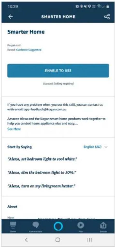 Kogan KABABYCAMGB - Adding "SmarterHome" to the Alexa app - 4
