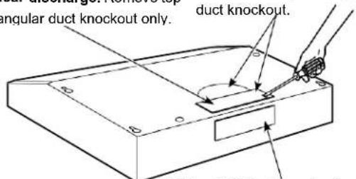 Summit HC20BBADA - REMOVE DUCT KNOCKOUT(S) FOR VENTED INSTALLATION - 1
