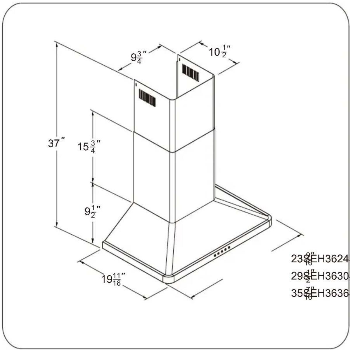 Summit SEH3630SS - DIMENSIONAL DIAGRAM - 1