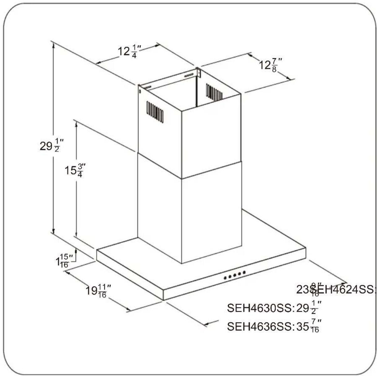 Summit SEH4636SS - DIMENSIONAL DIAGRAM - 1