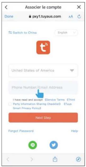 Aputure amaran SM5c - Select the country your account belongs to and enter the account and password of your "Tuya Smart" account, and complete the linking process. - 1