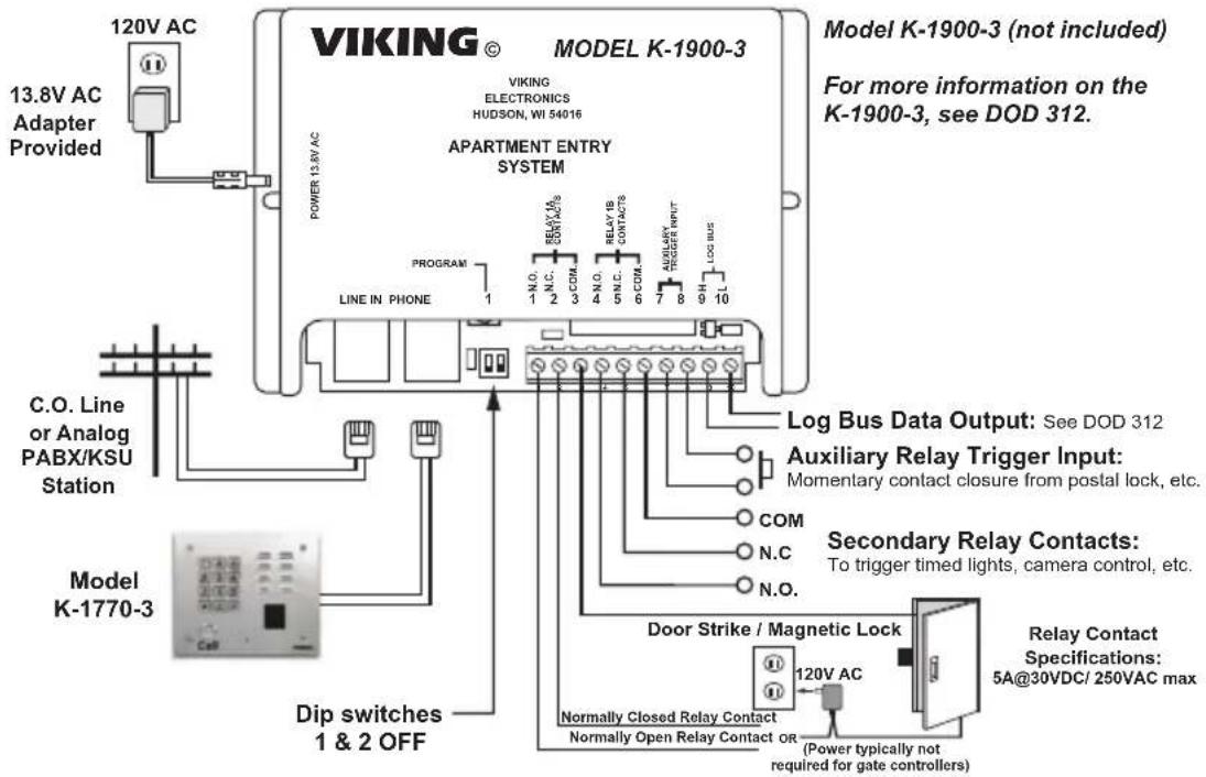 VIKING K-1770-3-EWP - K-1900-3 Apartment/Office Entry Dialer - 1