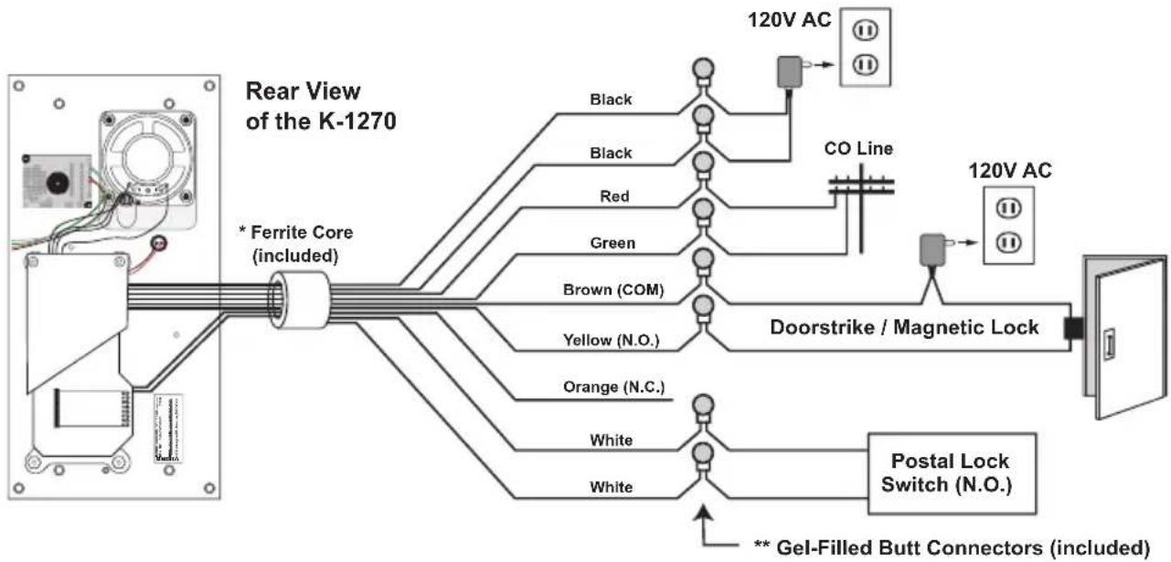 VIKING K-1270-EWP - Connecting a Doorstrike to the K-1270 Internal Relay - 1