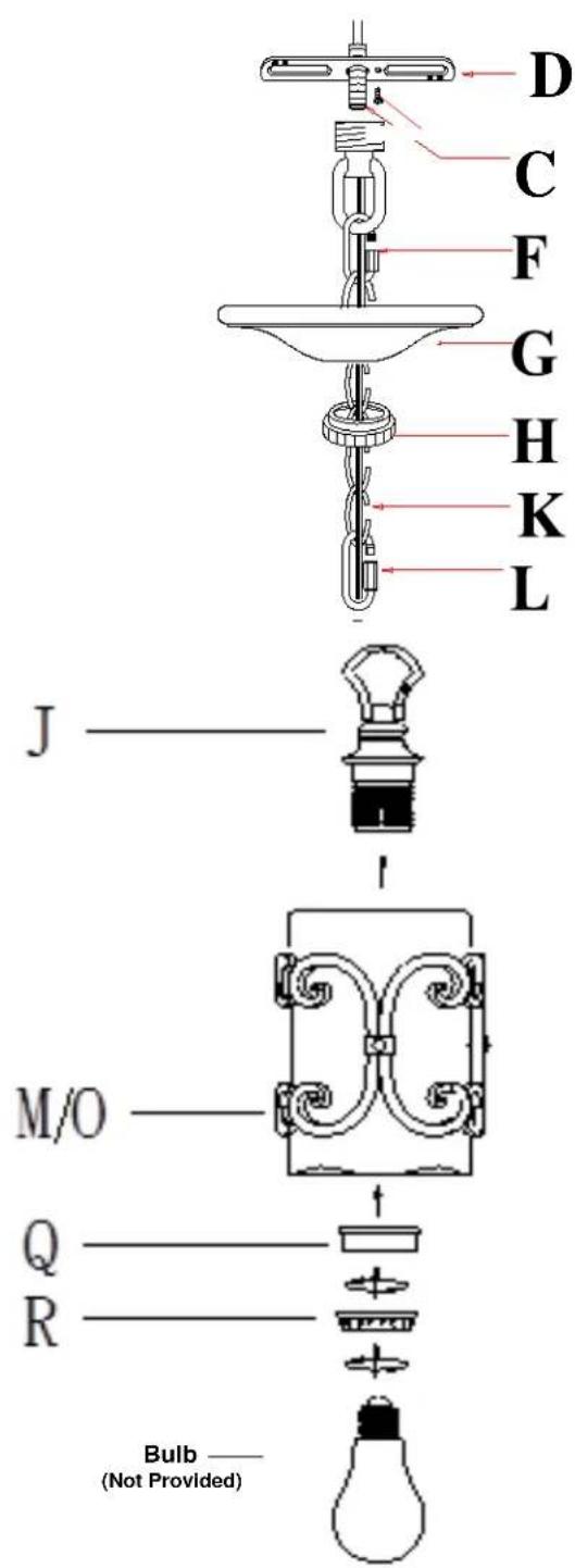 Golden Lighting Madera 1821-M1L BI - ASSEMBLING THE FIXTURE (Fig. 2) - 1