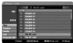 LG RH399M - Music List menu options - 2