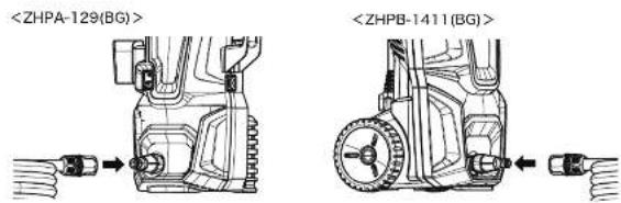 Yamazen ZHPA-129 - トリガーガンと本体吐出口を高圧ホースで接続する - 2
