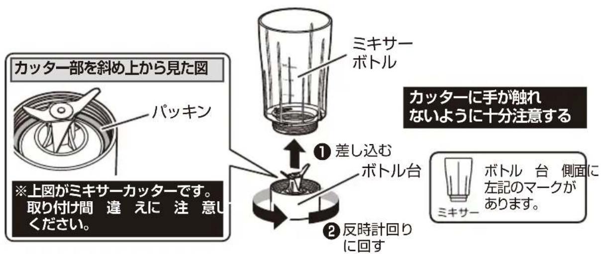 Yamazen YMH-400 - ■ ミキサーボトルを本体に取り付ける - 1