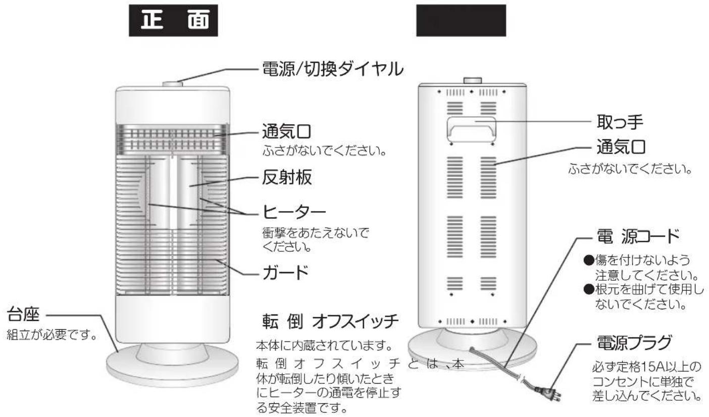Yamazen DC-W092 - 各部の名称・準備 - 1
