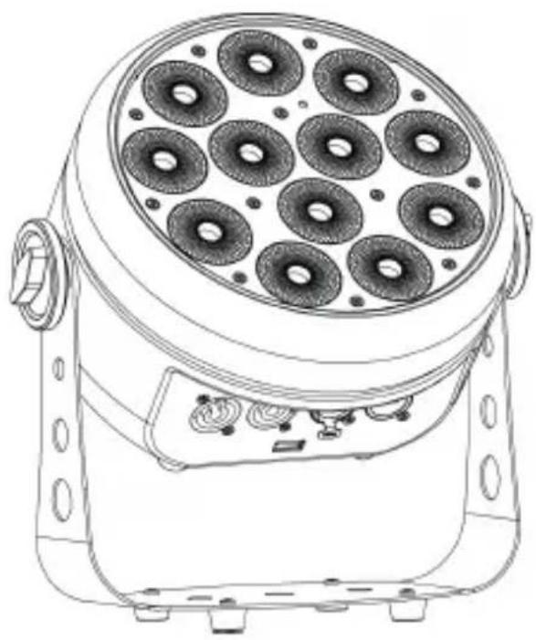 Line drawing of a multi-lit indoor lighting fixture with circular vented lights (no text or symbols)