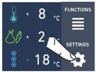 FUNCTIONS ≡ + 8 °C + 2 °C - 18 °C SETTINGS