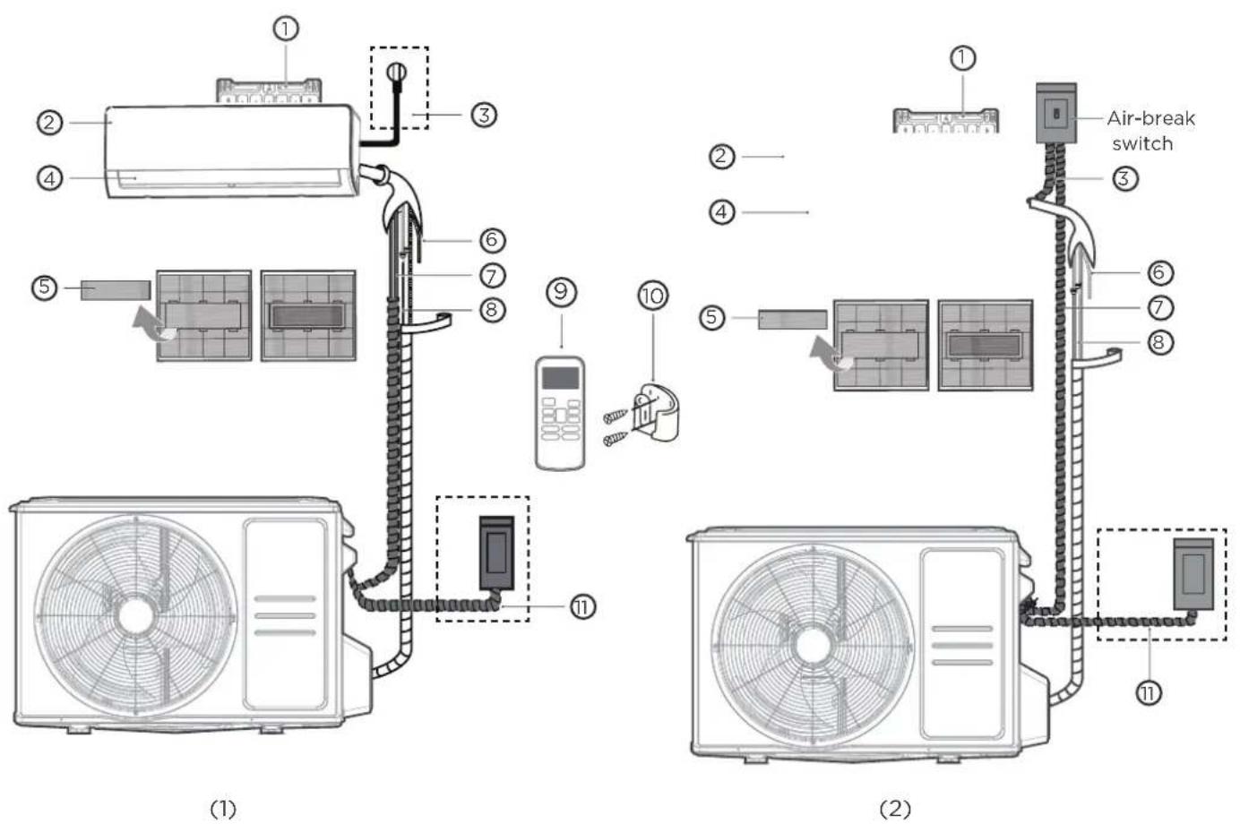 MIDEA MFAG26VA-W - NOTE ON ILLUSTRATIONS: - 1